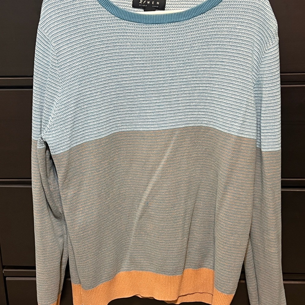21men Crewneck Sweater - Blue, Gray, and Tan